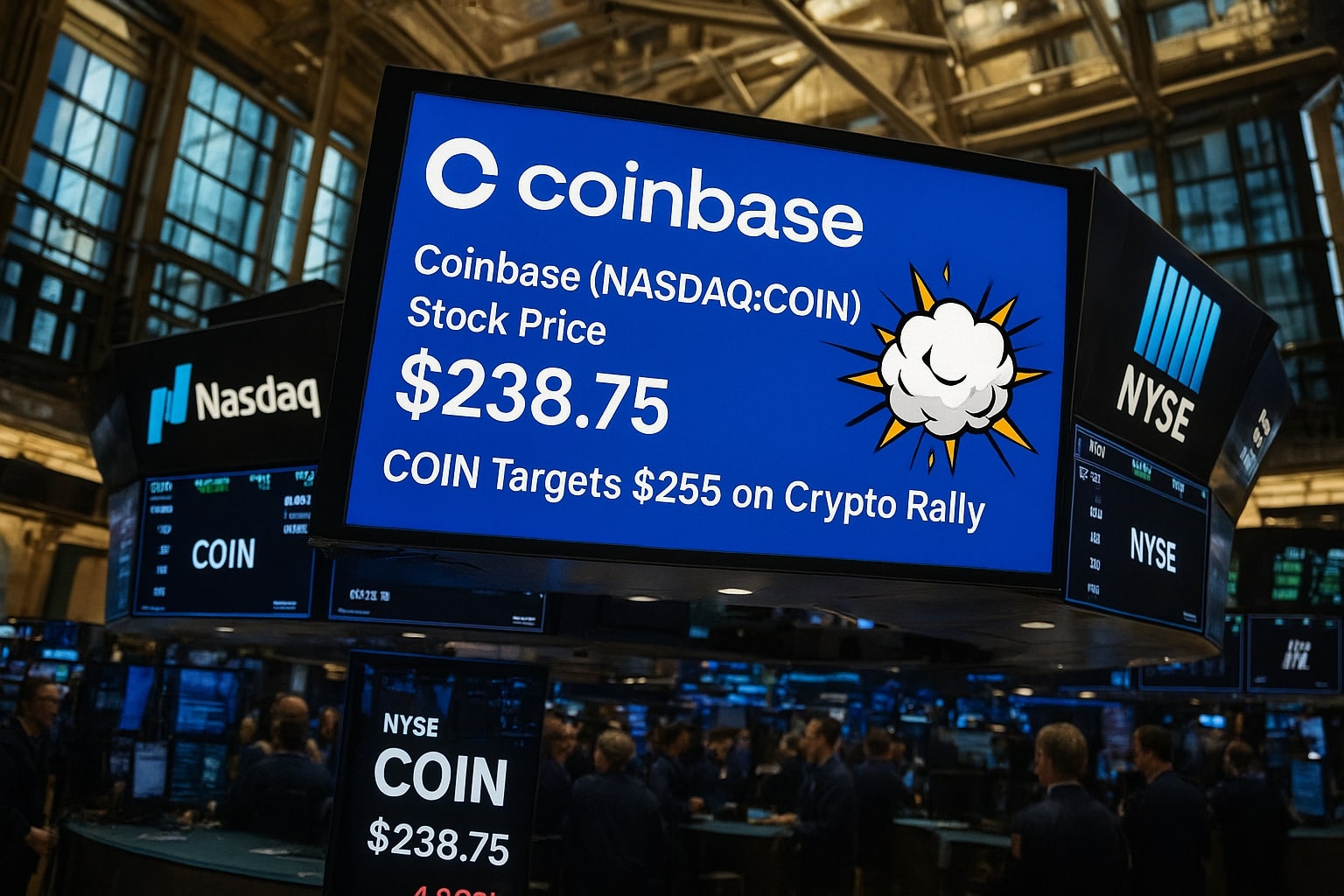Coinbase Stock at $238.75 Eyes $255 Breakout on Crypto Surge